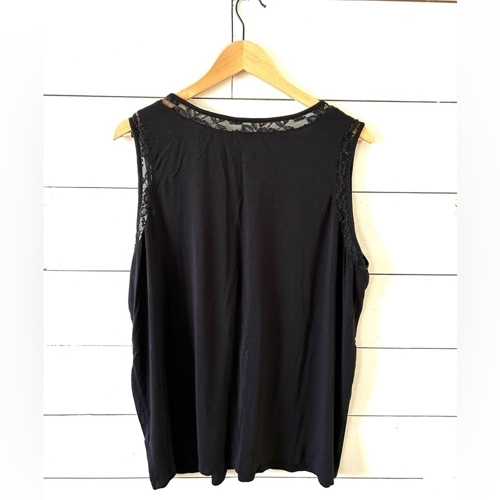 Lace Trim Tank - Super Soft Beauty & Soul Black plus size 3 - Picture 3 of 7
